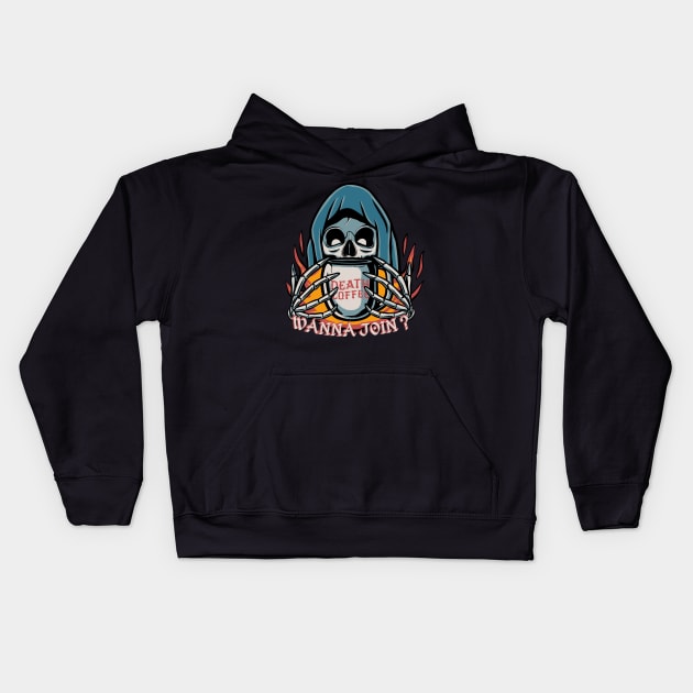 Death coffee Kids Hoodie by PlasticGhost